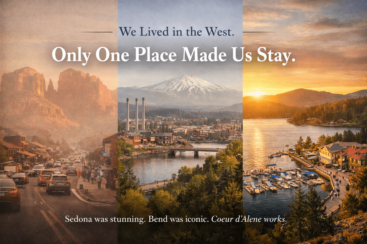 The one place that made us stay — Coeur d'Alene Idaho lakefront and mountain landscape